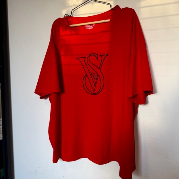 Victoria’s Secret Red Oversized Sleep Tee VS Logo XXL - Picture 4 of 8